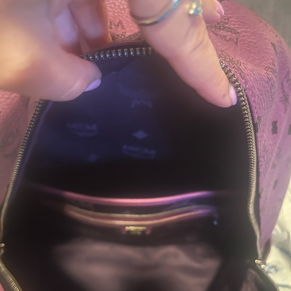 MCM Pink Logo Studded Backpack main image 4